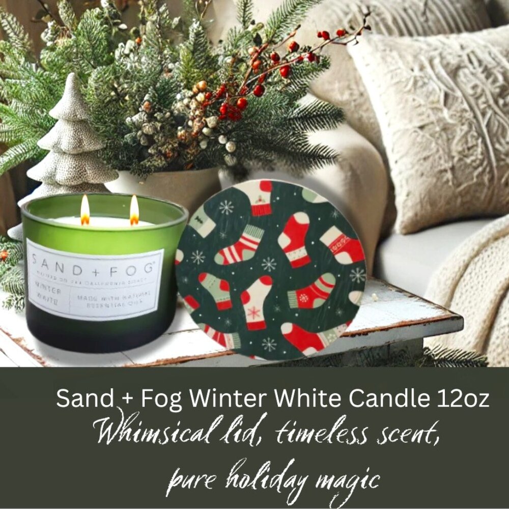 New Sand + Fog Winter White Scent 12oz Candle: Holiday Charm in Every Flicker